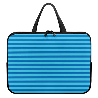 Blue Striped Pattern Print Laptop Sleeve With Handle
