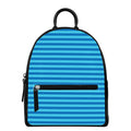 Blue Striped Pattern Print Leather Backpack