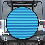 Blue Striped Pattern Print Leather Spare Tire Cover