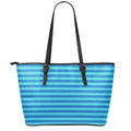 Blue Striped Pattern Print Leather Tote Bag With Zipper