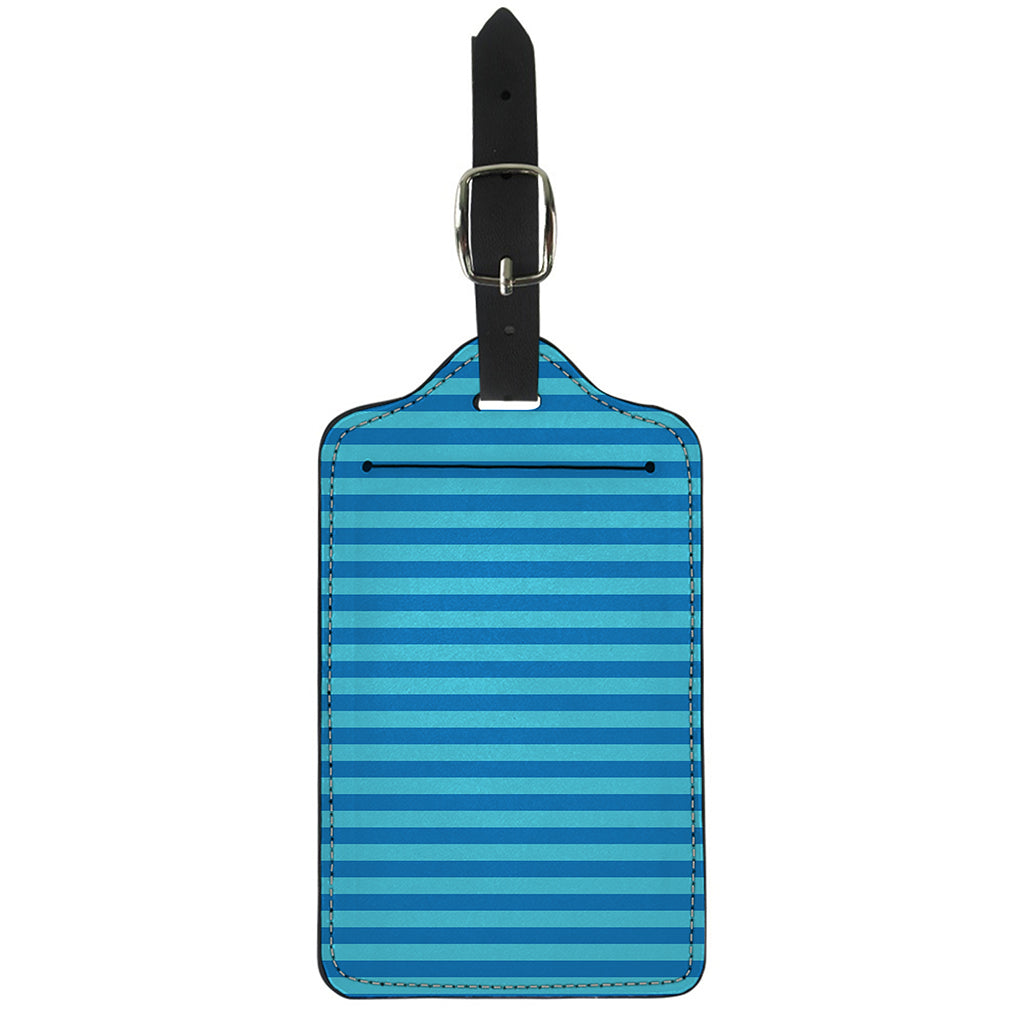 Blue Striped Pattern Print Luggage Tag