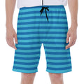 Blue Striped Pattern Print Men's Beach Shorts