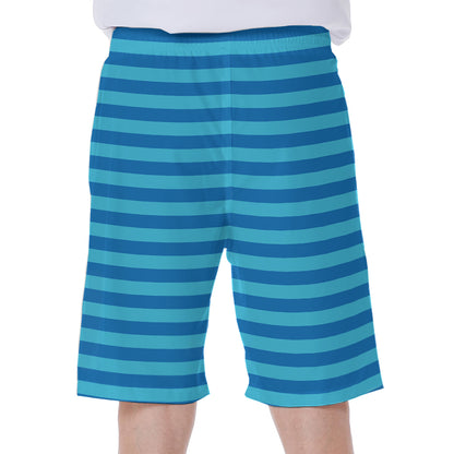 Blue Striped Pattern Print Men's Beach Shorts