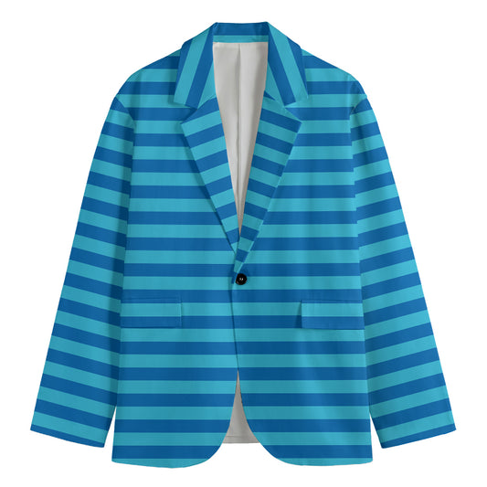 Blue Striped Pattern Print Men's Blazer