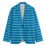 Blue Striped Pattern Print Men's Blazer