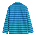 Blue Striped Pattern Print Men's Blazer