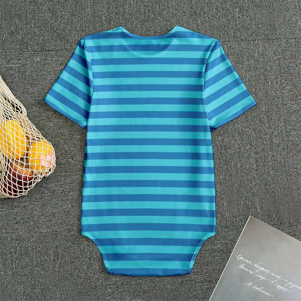 Blue Striped Pattern Print Men's Bodysuit