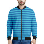Blue Striped Pattern Print Men's Bomber Jacket