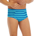 Blue Striped Pattern Print Men's Briefs