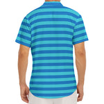 Blue Striped Pattern Print Men's Deep V-Neck Shirt