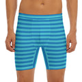 Blue Striped Pattern Print Men's Long Boxer Briefs