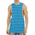 Blue Striped Pattern Print Men's Muscle Tank Top
