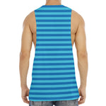 Blue Striped Pattern Print Men's Muscle Tank Top