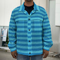 Blue Striped Pattern Print Men's Shirt Jacket
