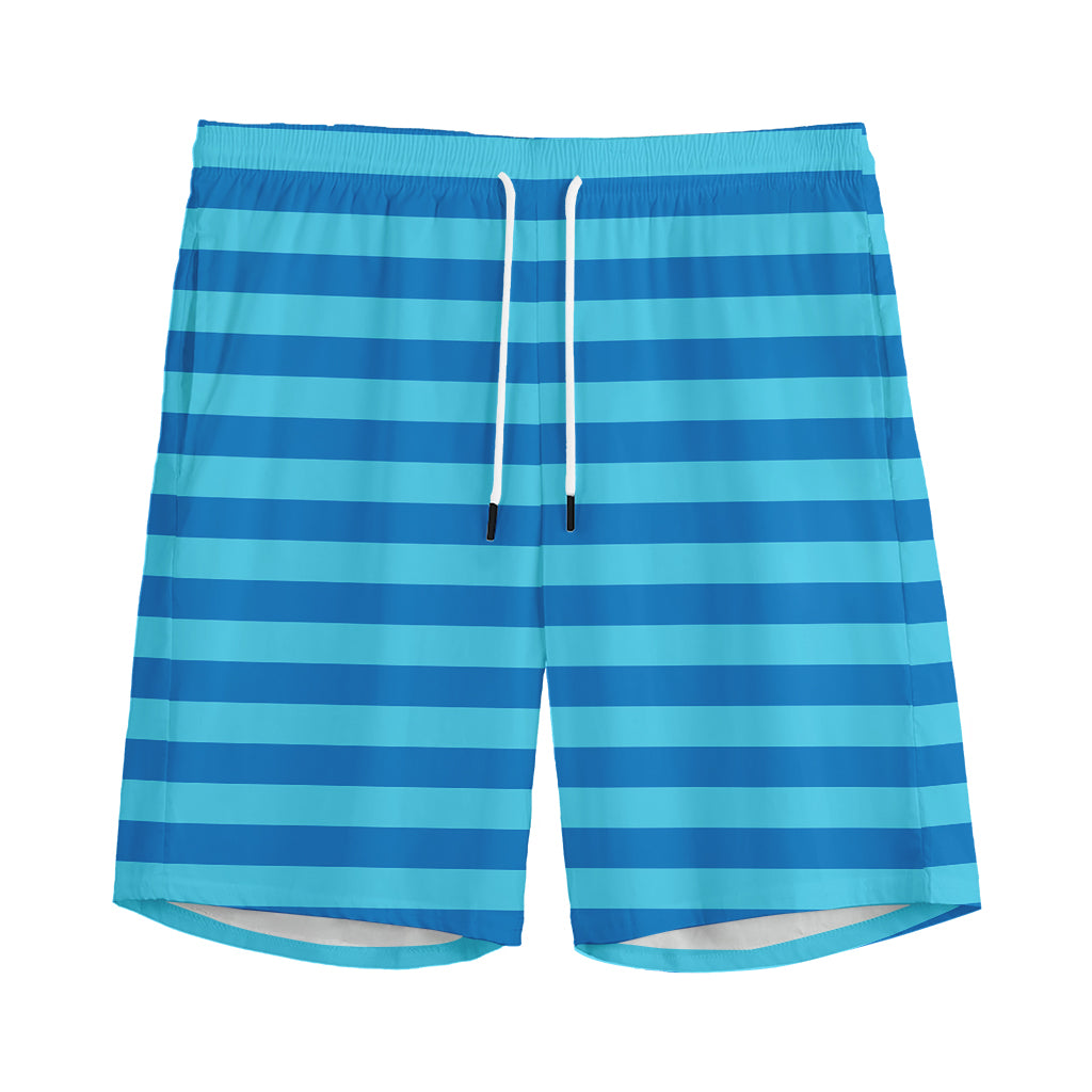 Blue Striped Pattern Print Men's Sports Shorts