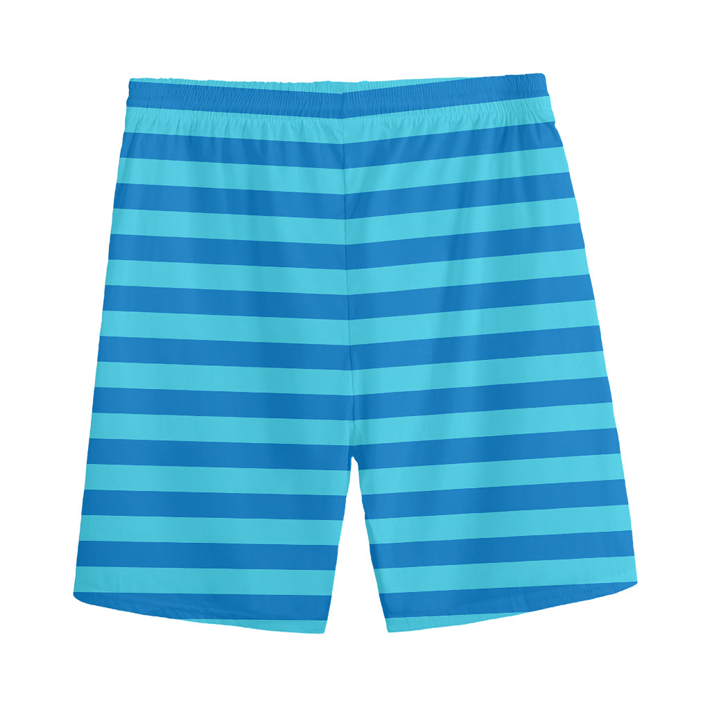 Blue Striped Pattern Print Men's Sports Shorts
