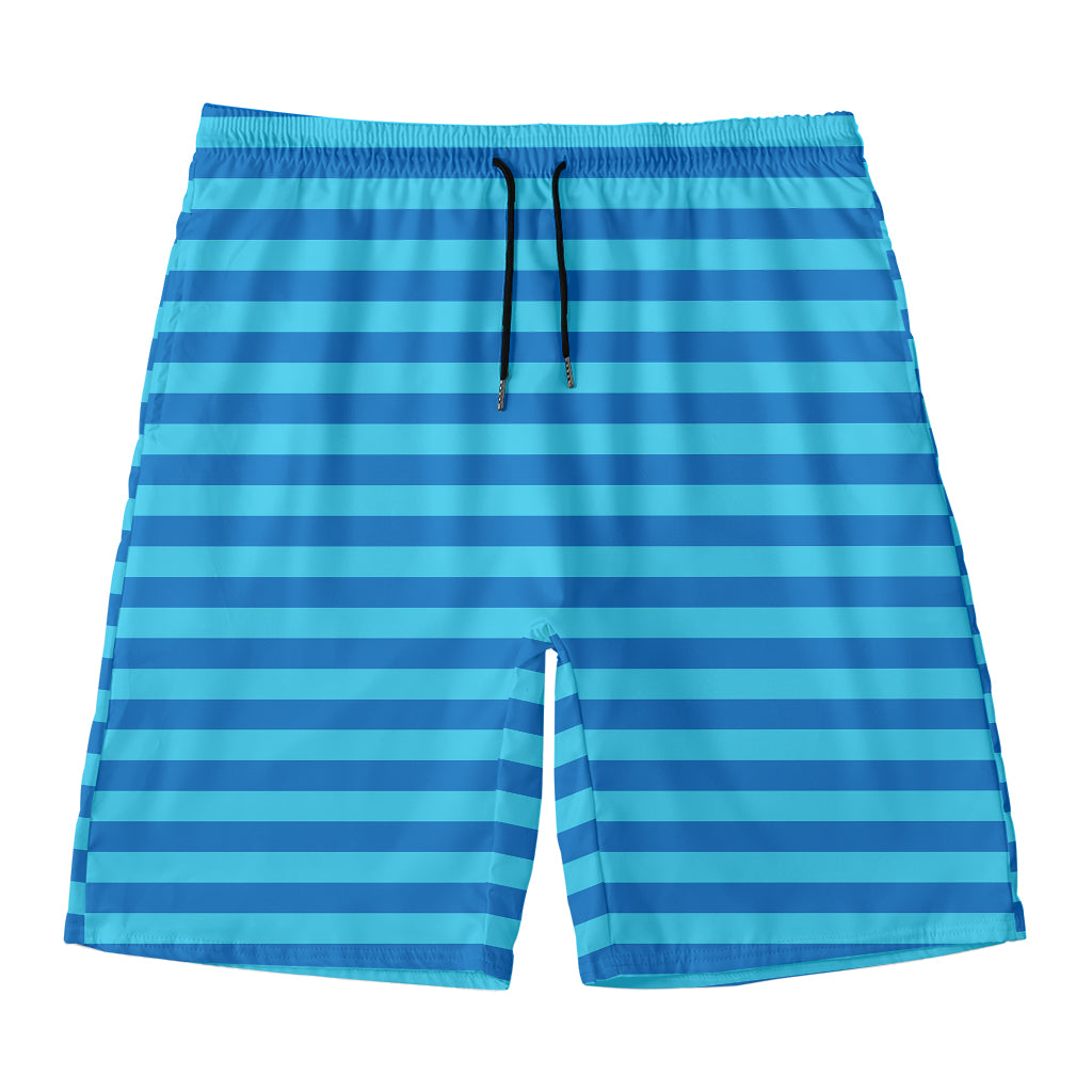 Blue Striped Pattern Print Men's Swim Trunks