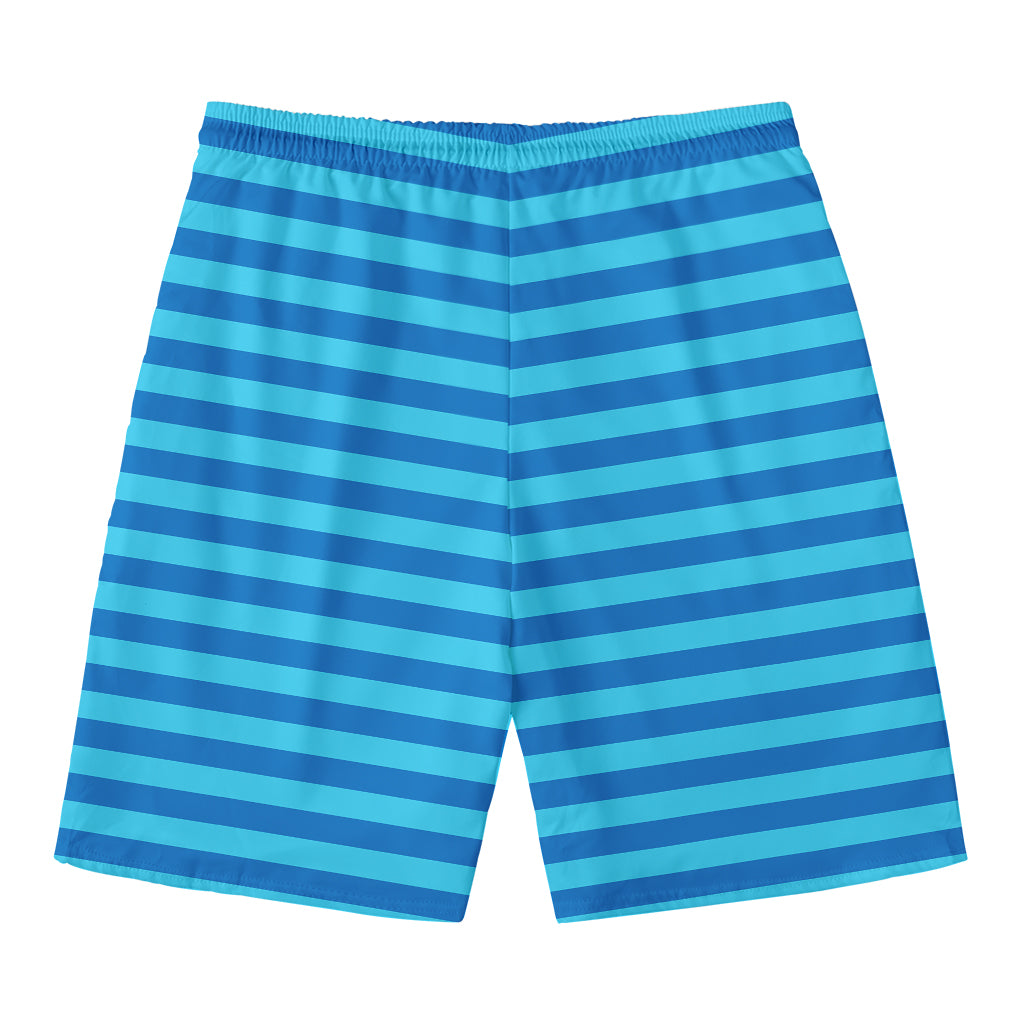 Blue Striped Pattern Print Men's Swim Trunks