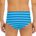 Blue Striped Pattern Print Men's Triangle Swim Briefs