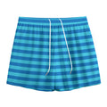 Blue Striped Pattern Print Mesh Shorts