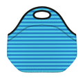 Blue Striped Pattern Print Neoprene Lunch Bag