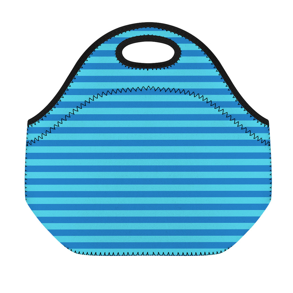 Blue Striped Pattern Print Neoprene Lunch Bag