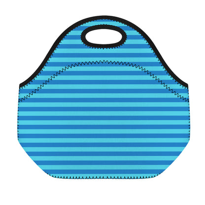 Blue Striped Pattern Print Neoprene Lunch Bag