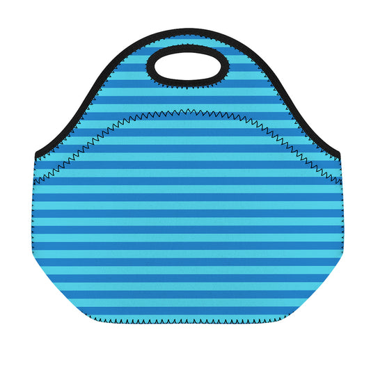 Blue Striped Pattern Print Neoprene Lunch Bag
