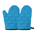 Blue Striped Pattern Print Oven Mitts