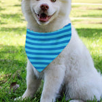 Blue Striped Pattern Print Over The Collar Dog Bandana