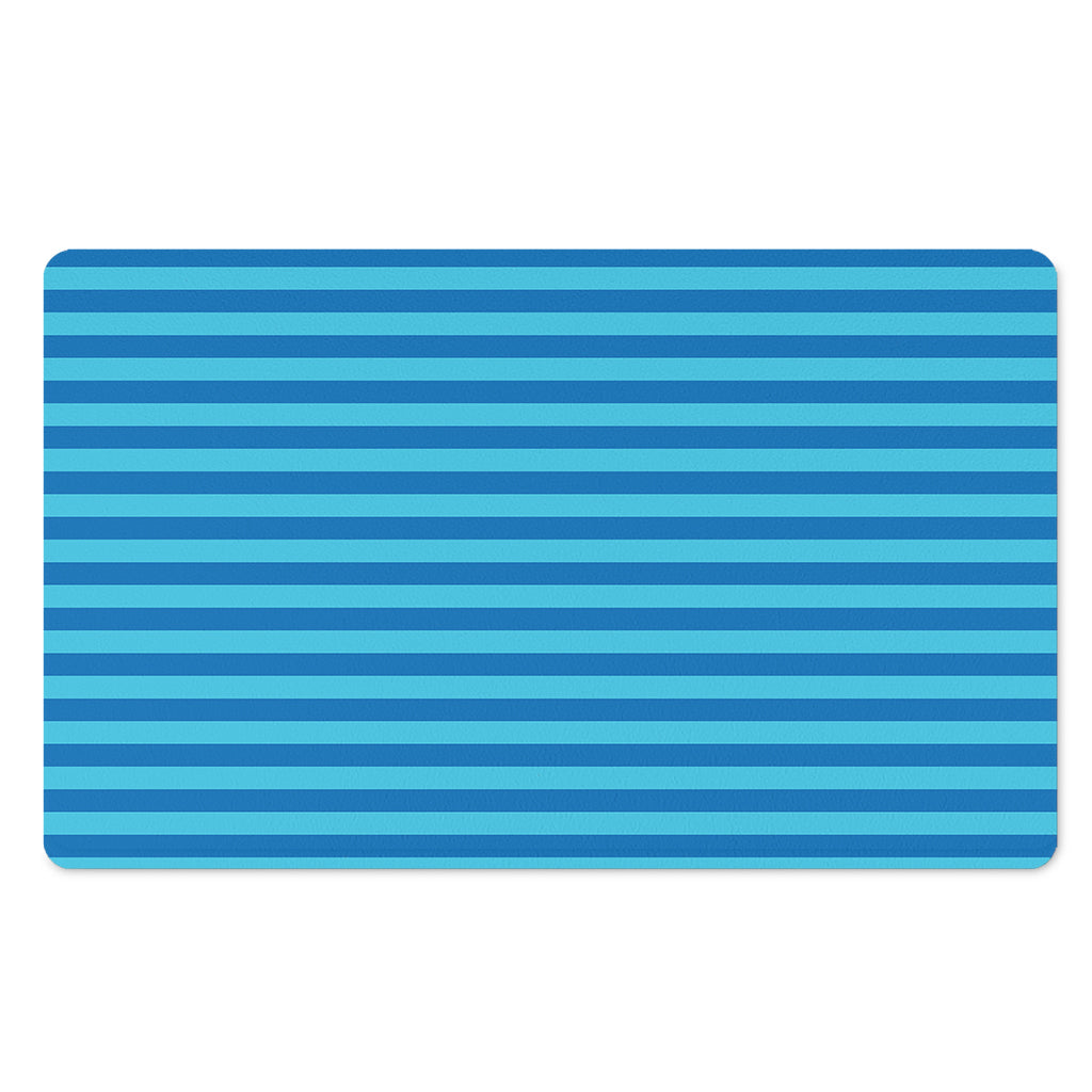 Blue Striped Pattern Print Polyester Doormat