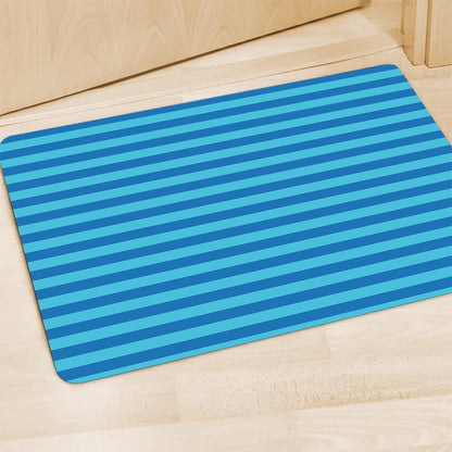 Blue Striped Pattern Print Polyester Doormat