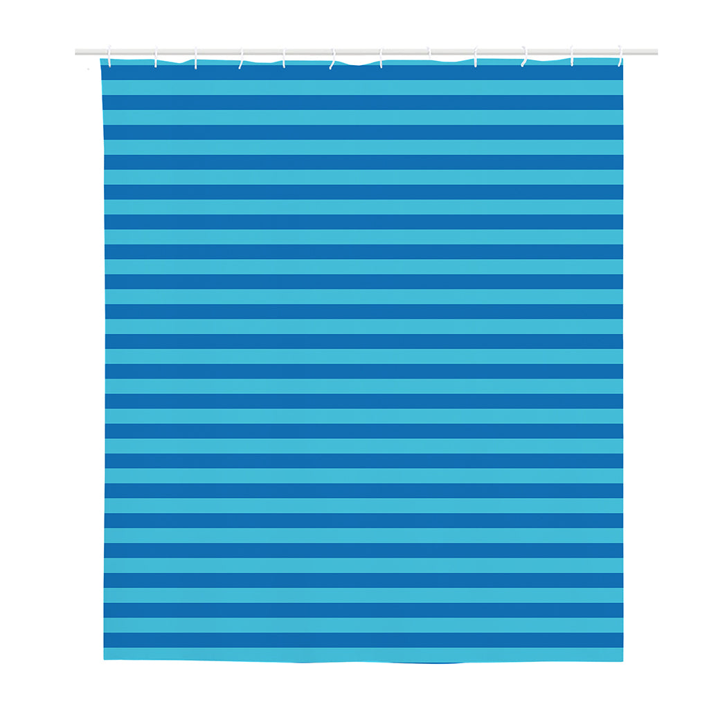 Blue Striped Pattern Print Polyester Shower Curtain
