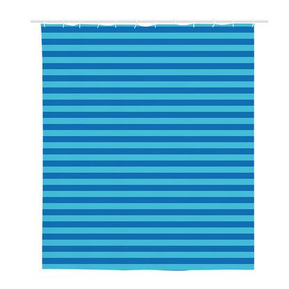 Blue Striped Pattern Print Polyester Shower Curtain
