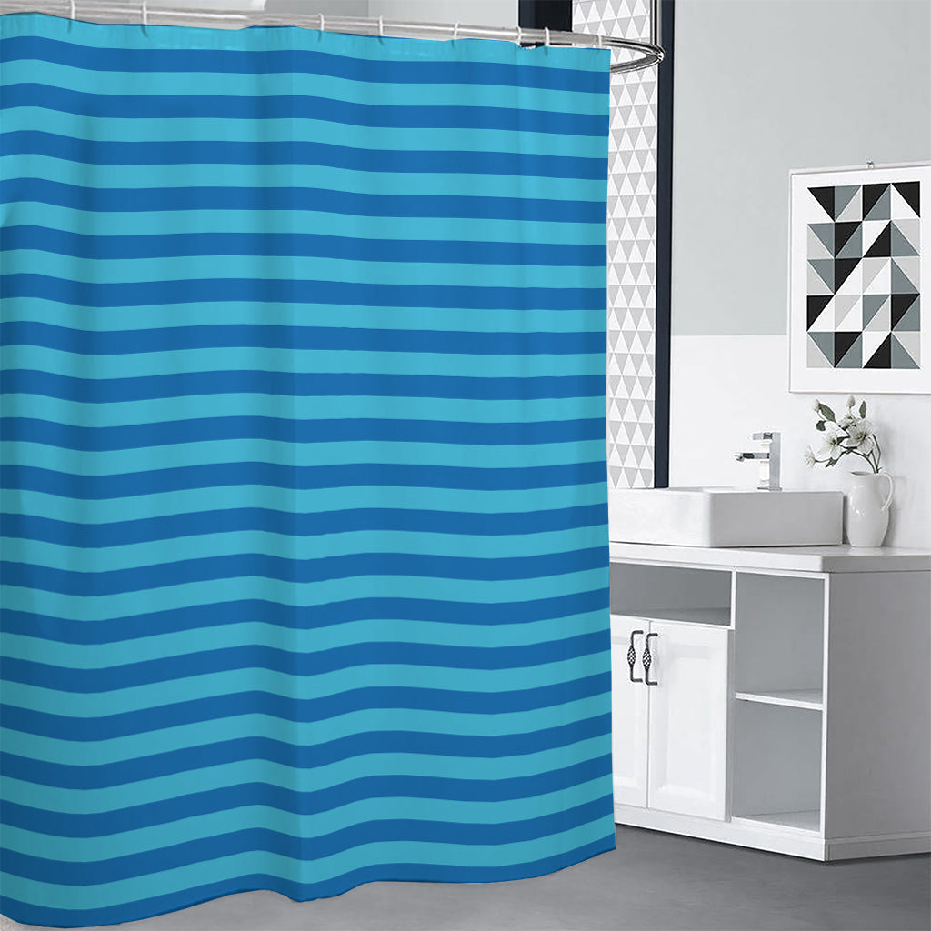 Blue Striped Pattern Print Premium Shower Curtain
