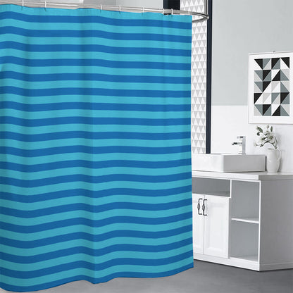 Blue Striped Pattern Print Premium Shower Curtain
