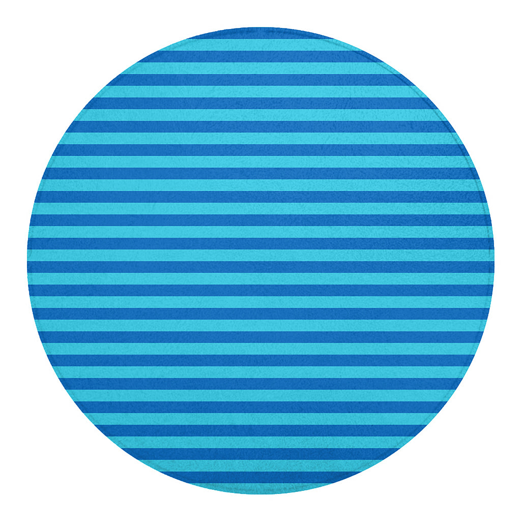 Blue Striped Pattern Print Round Blanket