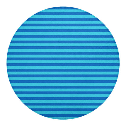 Blue Striped Pattern Print Round Blanket