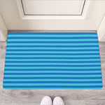 Blue Striped Pattern Print Rubber Doormat