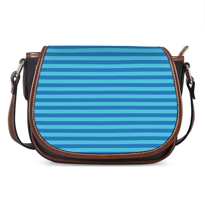Blue Striped Pattern Print Saddle Bag