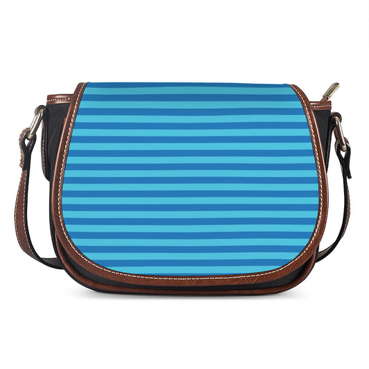 Blue Striped Pattern Print Saddle Bag