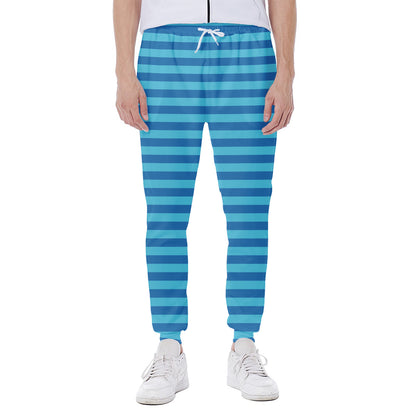Blue Striped Pattern Print Scuba Joggers
