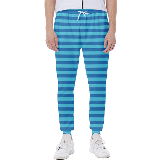 Blue Striped Pattern Print Scuba Joggers