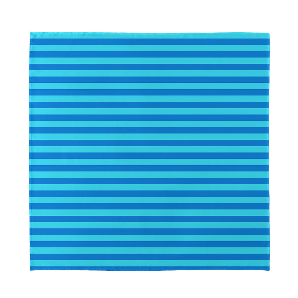 Blue Striped Pattern Print Silk Bandana