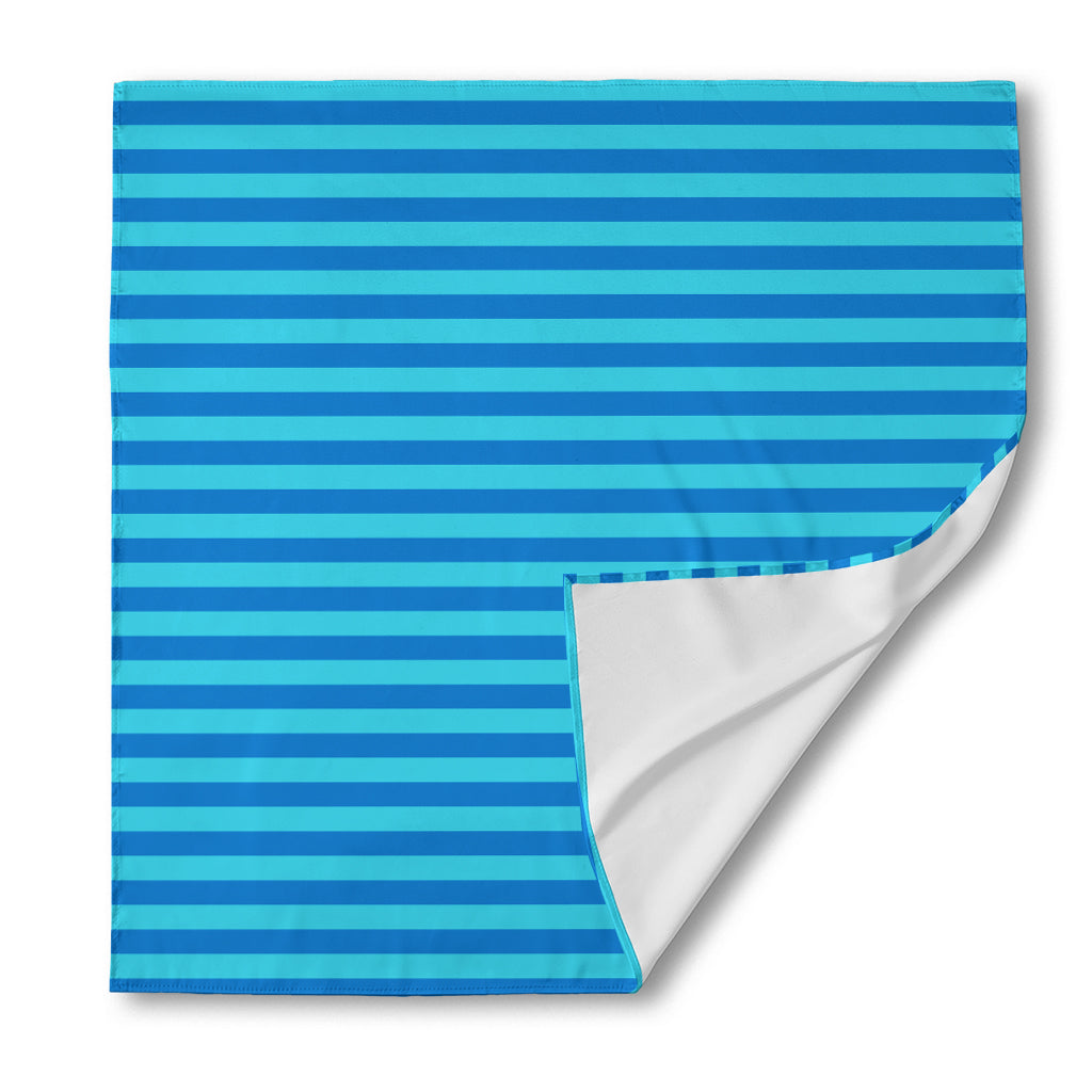 Blue Striped Pattern Print Silk Bandana