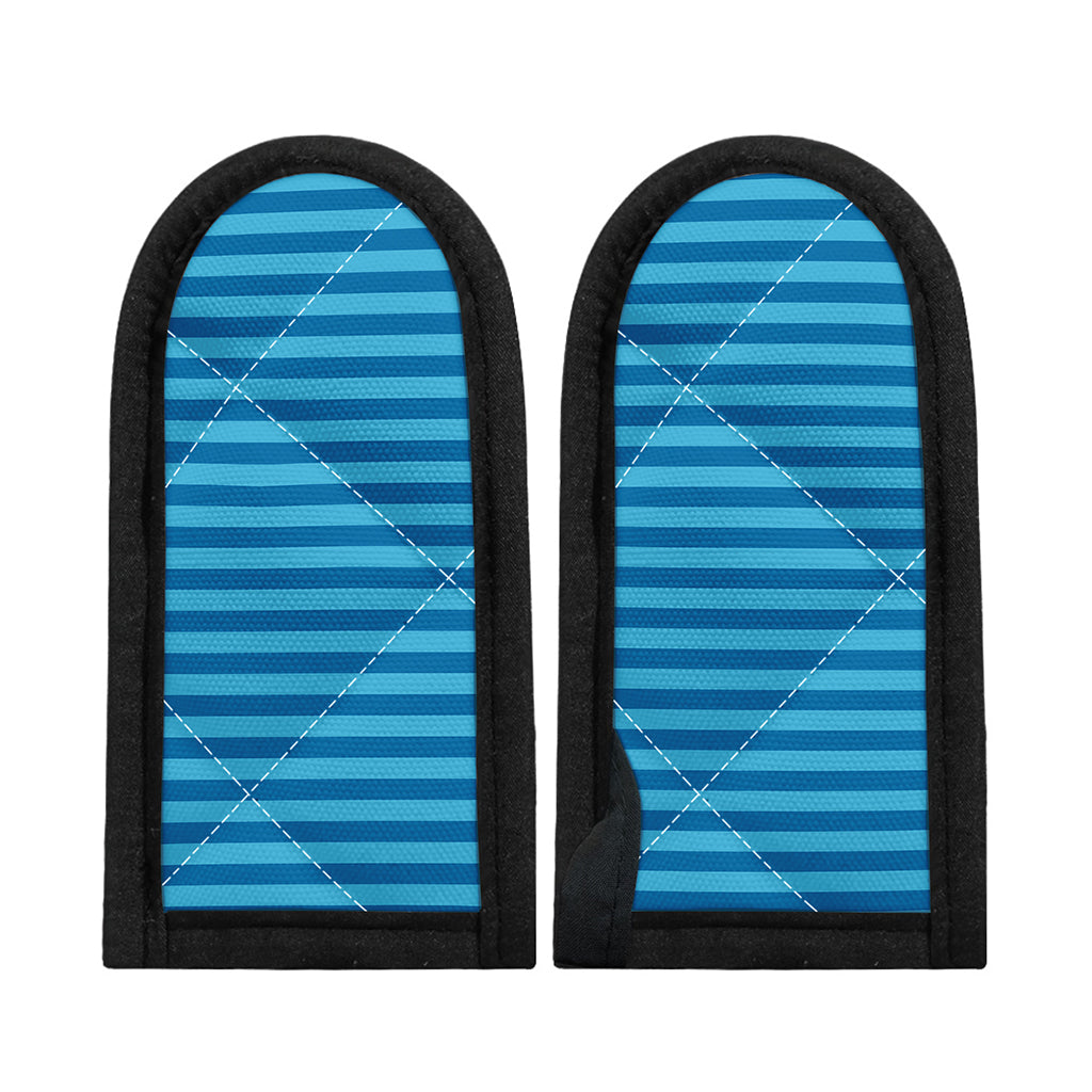 Blue Striped Pattern Print Skillet Handle Cover