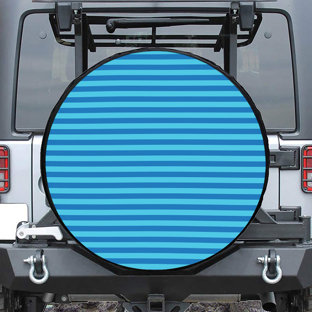 Blue Striped Pattern Print Tire Cover