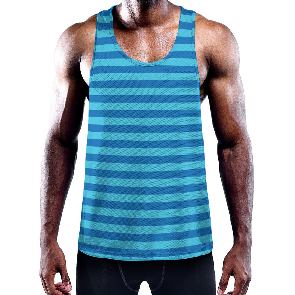 Blue Striped Pattern Print Training Tank Top