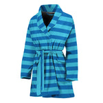 Blue Striped Pattern Print Women's Bathrobe
