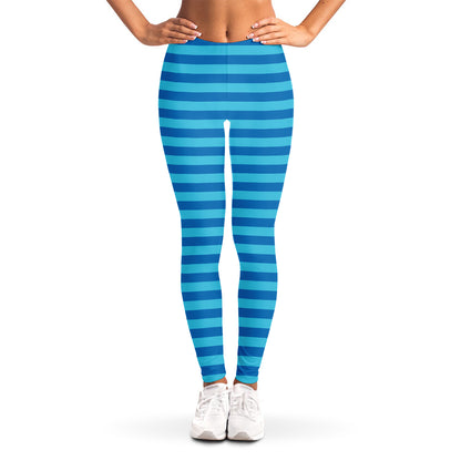 Blue Striped Pattern Print Women's Leggings